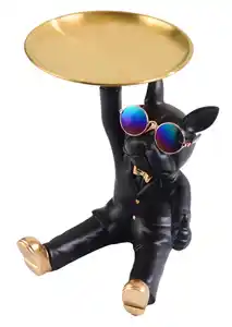 Deko-Dogge mit rundem Tablett