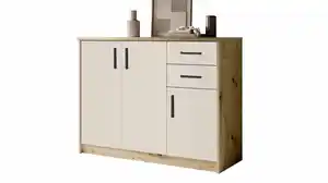 Kommode mit 2 Schubladen beige - Artisan Eiche 109 x 50 cm - NELLY