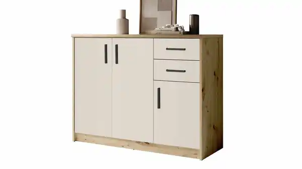 Bild 1 von Kommode mit 2 Schubladen beige - Artisan Eiche 109 x 50 cm - NELLY