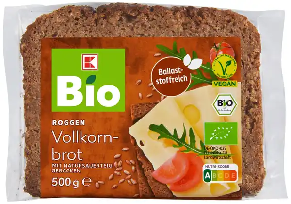 Bild 1 von K-BIO Bio-Roggen-Vollkornbrot, 500-g-Packg.