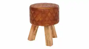 Sitz- & Fußhocker 35 x 35 cm Echtleder Mango massiv lackiert - RIST