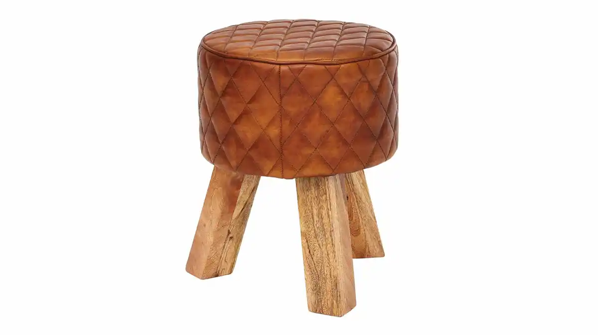 Bild 1 von Sitz- & Fußhocker 35 x 35 cm Echtleder Mango massiv lackiert - RIST