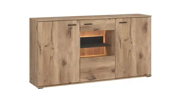 Bild 1 von Sideboard mit Glastür Viking Eiche - Beleuchtung 160 cm - PARDOO