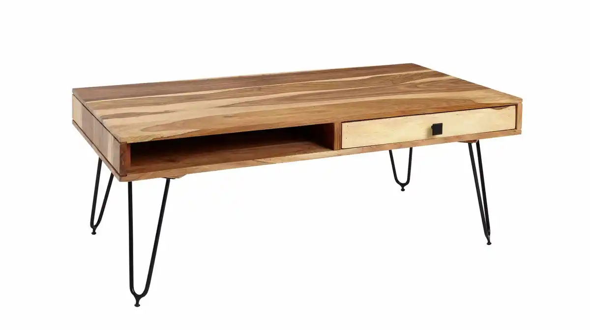 Bild 1 von Couchtisch mit Schublade Akazie massiv lackiert 115 x 60 cm - BLOMMA