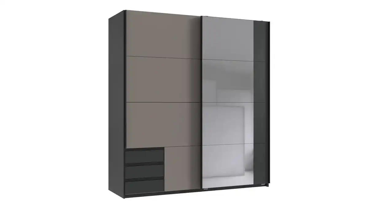 Bild 1 von Schwebetürenschrank mit Spiegel grau - graphit 180 cm - EMDEN