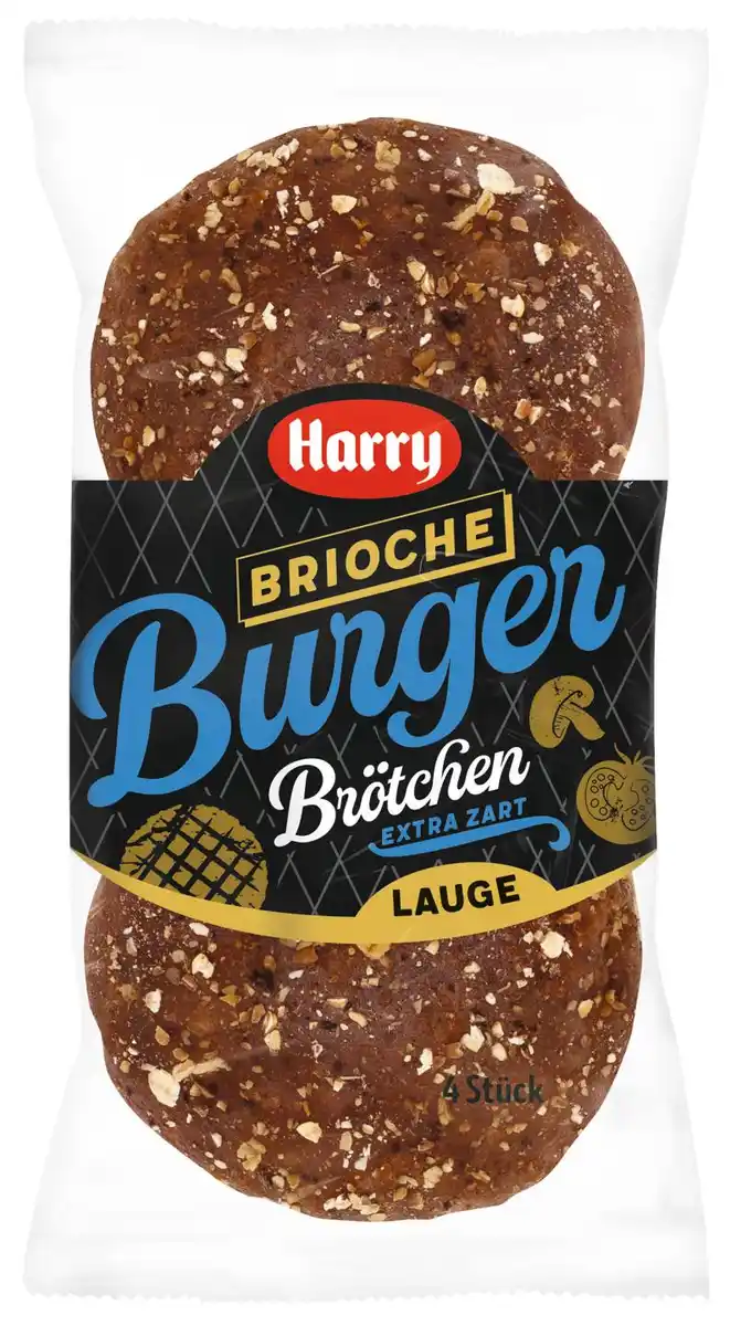 Bild 1 von HARRY Brioche-Burger-Brötchen Lauge, 4 St. = 300-g-Packg.