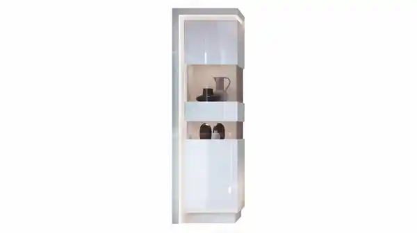 Bild 1 von Vitrine mit Beleuchtung weiß Hochglanz Breite 60 cm - LYON
