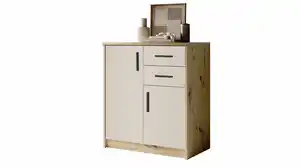 Kommode mit 2 Schubladen beige - Artisan Eiche 74 x 50 cm - NELLY