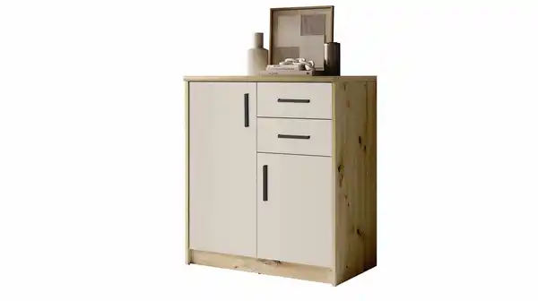 Bild 1 von Kommode mit 2 Schubladen beige - Artisan Eiche 74 x 50 cm - NELLY