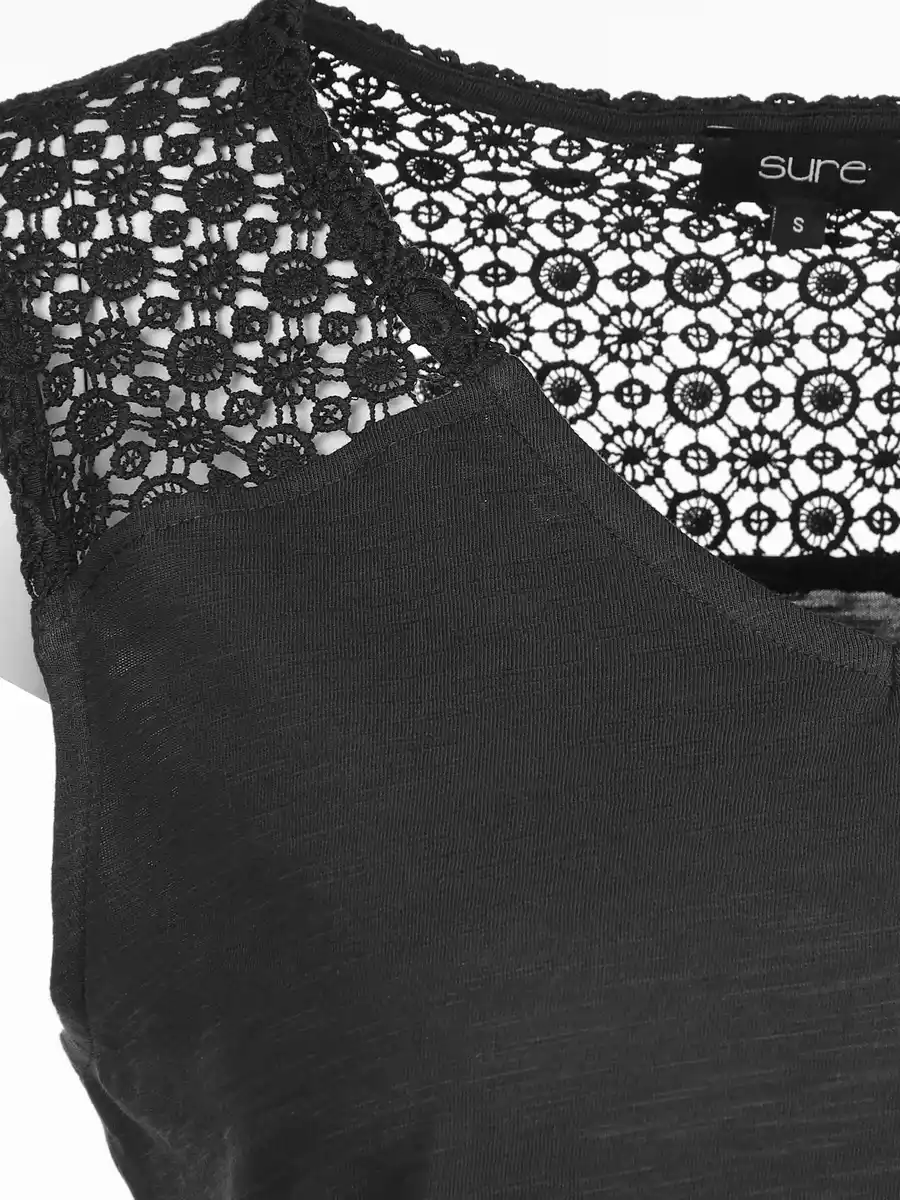 Bild 3 von Damen Tanktop mit Spitzeneinsatz Schwarz