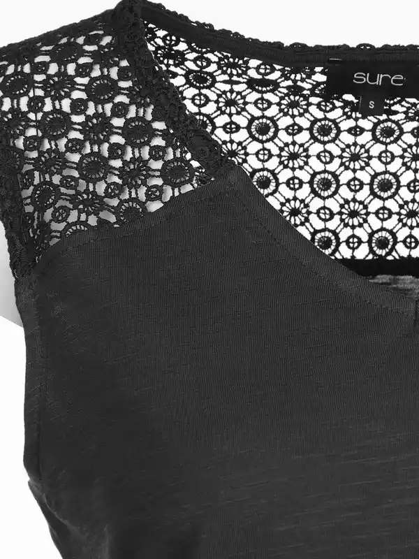 Bild 3 von Damen Tanktop mit Spitzeneinsatz Schwarz