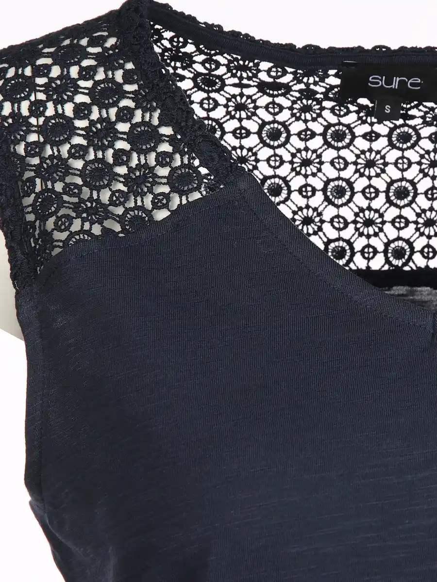 Bild 3 von Damen Jersey Tanktop mit Lochstickerei Marine