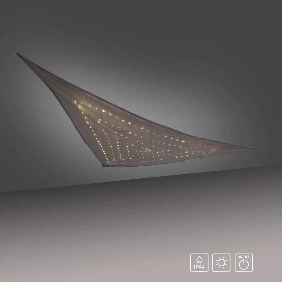 Bild 1 von JUST LIGHT.  Sonnensegel SEGEL, solarbetrieben, 1xLED-Kette/0,22Watt, 3000 Kelvin, IP44