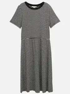 Damen Kleid mit Streifen Schwarz