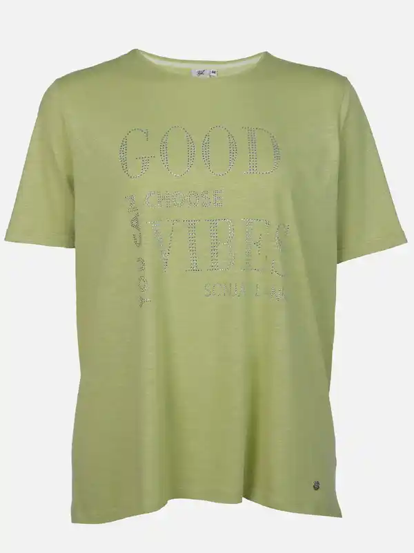Bild 1 von Große Größen T-Shirt mit Strasssteinchen Grün