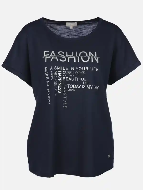 Bild 1 von Damen Shirt mit Glitzerprint und Strassbesatz Marine