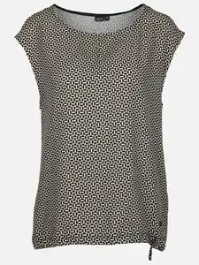Damen Top mit Alloverprint Schwarz