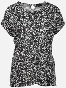 Damen T-Shirt mit Alloverprint Schwarz