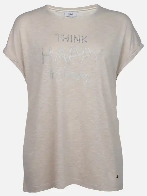 Bild 1 von Große Größen Shirt mit Silberprint Beige