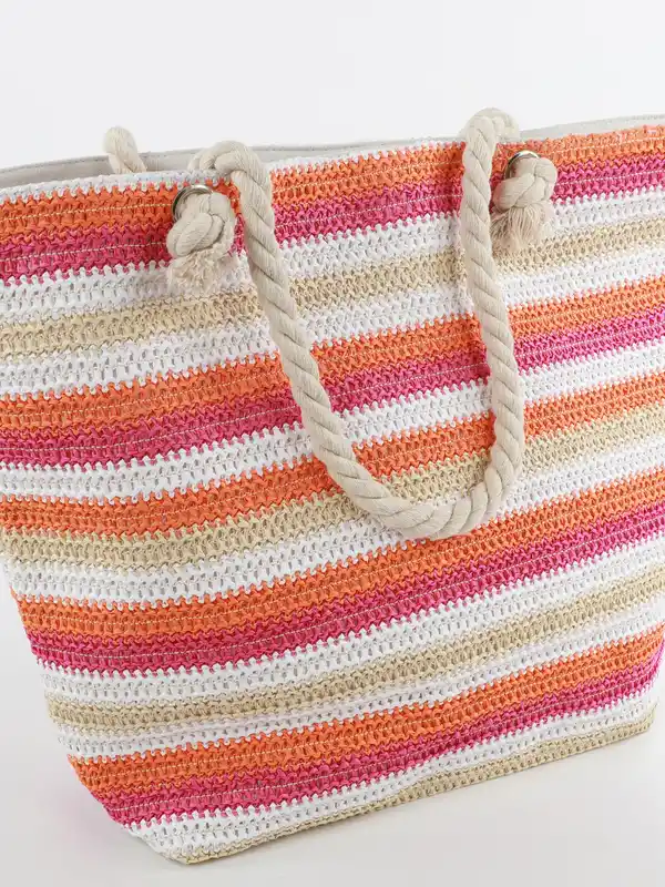 Bild 3 von Damen Strohtasche mit Streifen Bunt