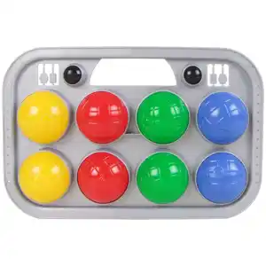 Boccia-Spiel Boccia-Set mit 8 farbigen Kugeln und 2 schwarzen Zielkugeln im praktischen Tragekorb.