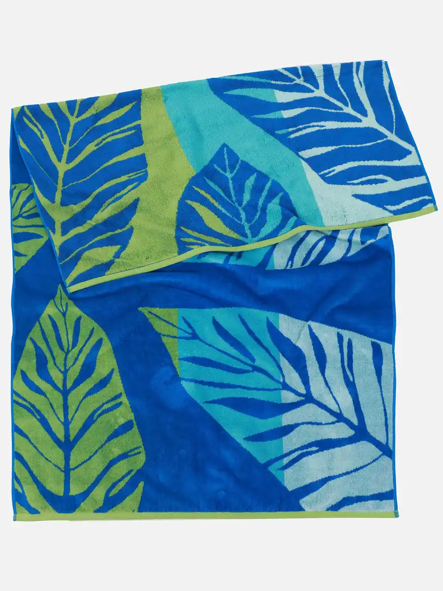 Bild 1 von Strandtuch mit Blättermuster Blau