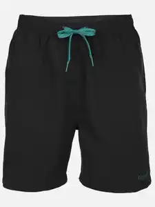 Herren Badeshorts unifarben Schwarz