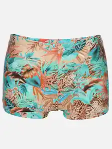 Damen Bikinihose mit Blätterprint Grün