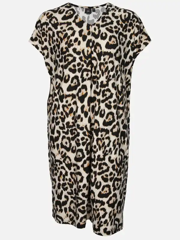 Bild 1 von Große Größen Jersey Kleid mit Leoprint Beige