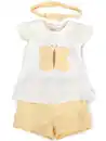 Bild 1 von Baby Mädchen 3er Set, best. aus Top, Hose und Stirnband Gelb
