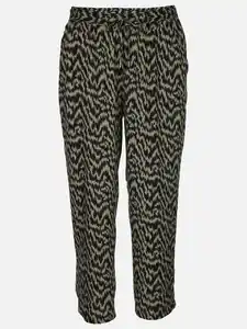 Damen Sommerhose mit Minimalprint Oliv