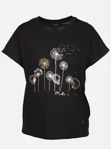 Damen Shirt mit Pusteblumenprint Schwarz