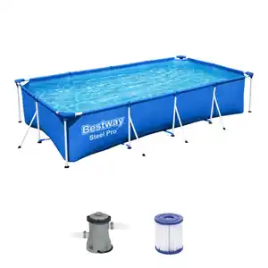 Bestway® Steel Pro Frame Pool-Set eckig mit Filterpumpe