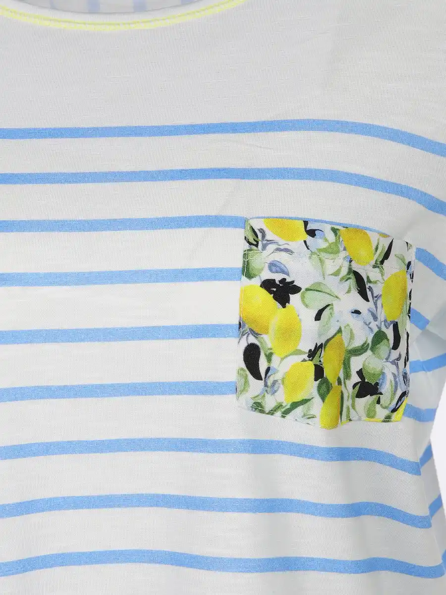 Bild 3 von Damen Shirt mit Streifen und Brusttasche Weiß