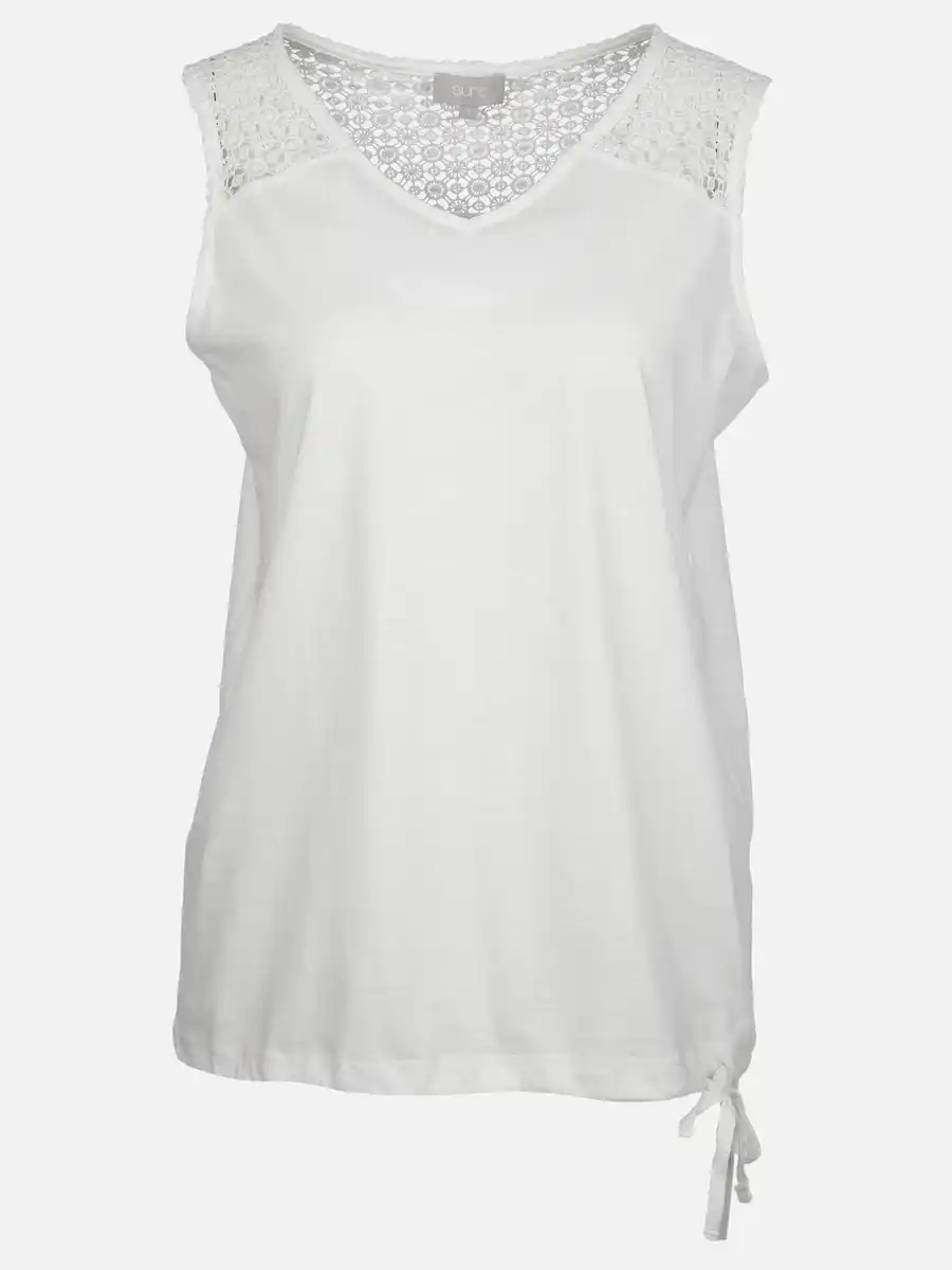 Bild 1 von Damen Tanktop mit Spitzenbesatz Weiß