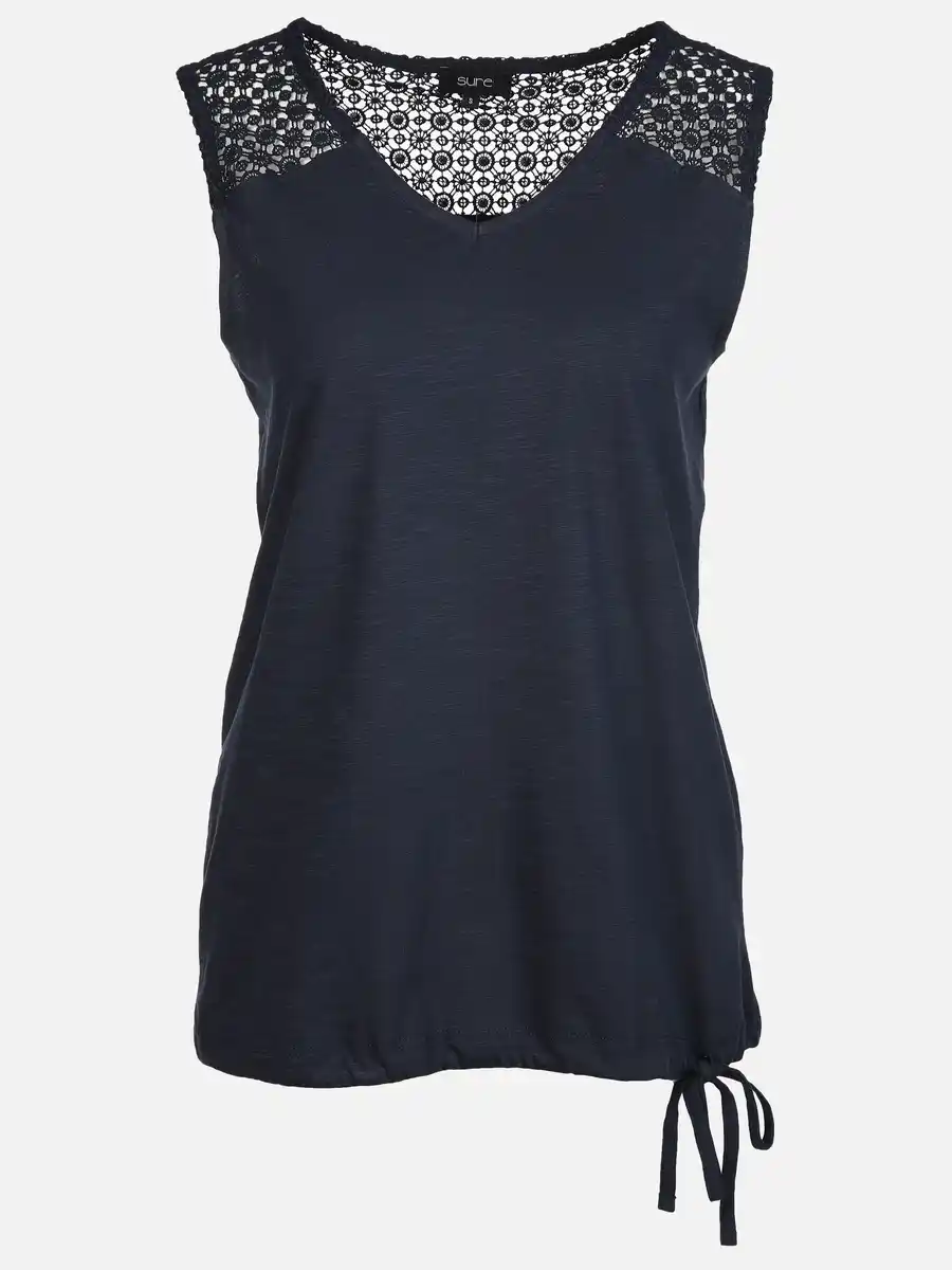 Bild 1 von Damen Jersey Tanktop mit Lochstickerei Marine