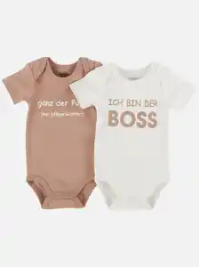 Baby Jungen Sprüche Body im 2er Pack Braun