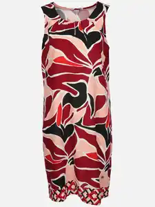 Damen Kleid mit großem Muster Rot