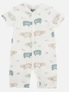 Baby unisex Kurzarmbody mit Print Weiß