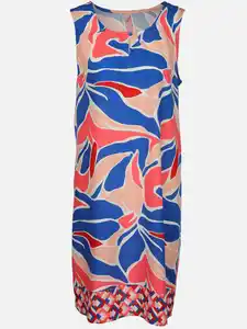 Damen Kleid mit großem Muster Blau