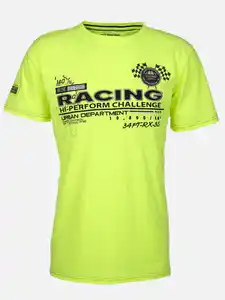 Herren T-Shirt mit Racing Print Gelb