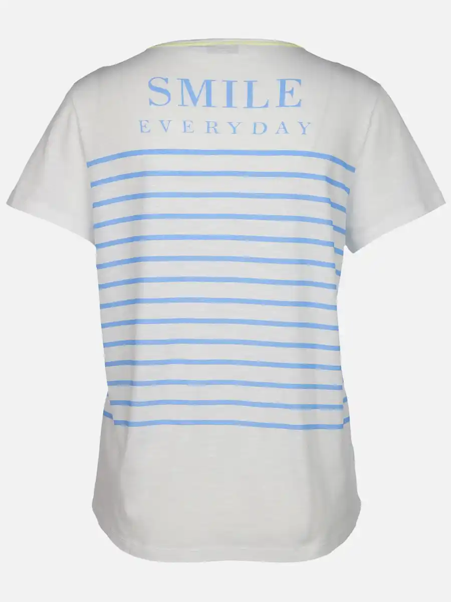 Bild 2 von Damen Shirt mit Streifen und Brusttasche Weiß