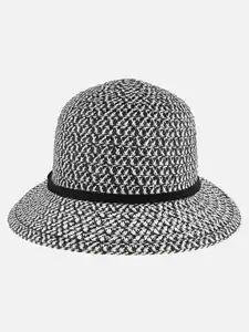 Damen Strohhut in schwarz-weiß Schwarz