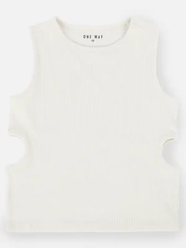 Bild 2 von Mädchen Shirt mit Cut-Outs Weiß