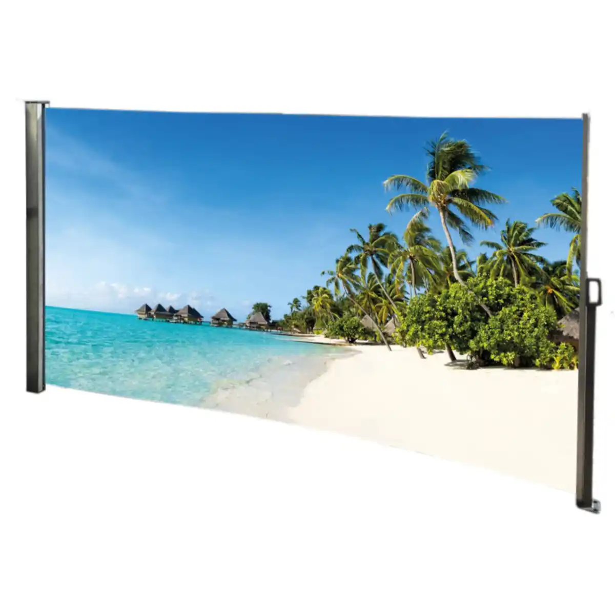 Bild 1 von Seitenmarkise 3 x 1,6 m mit Auszug rechts und Fotodruck „Südsee“ links