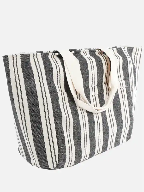 Bild 2 von Damen Strandtasche mit Streifen Weiß