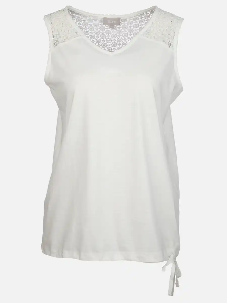 Bild 1 von Damen Tanktop mit Spitzenbesatz Weiß