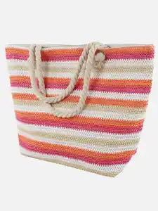 Damen Strohtasche mit Streifen Bunt