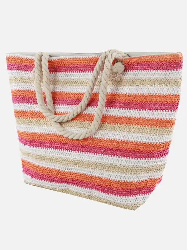 Bild 1 von Damen Strohtasche mit Streifen Bunt