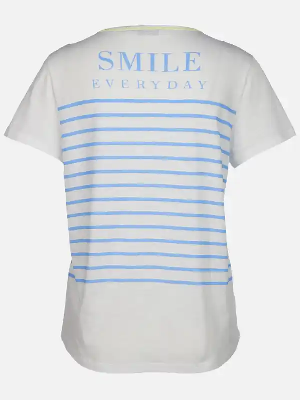 Bild 2 von Damen Shirt mit Streifen und Brusttasche Weiß